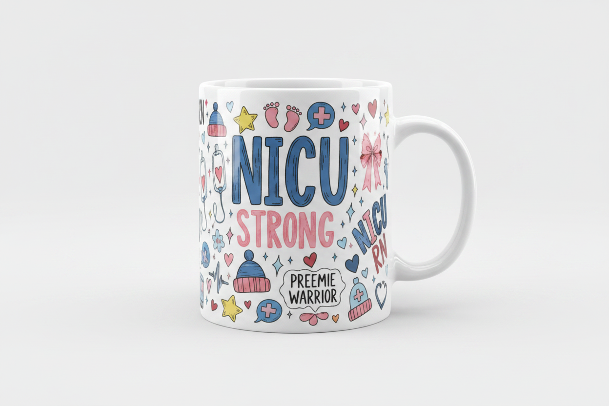 NICU Theme White Glossy Mug